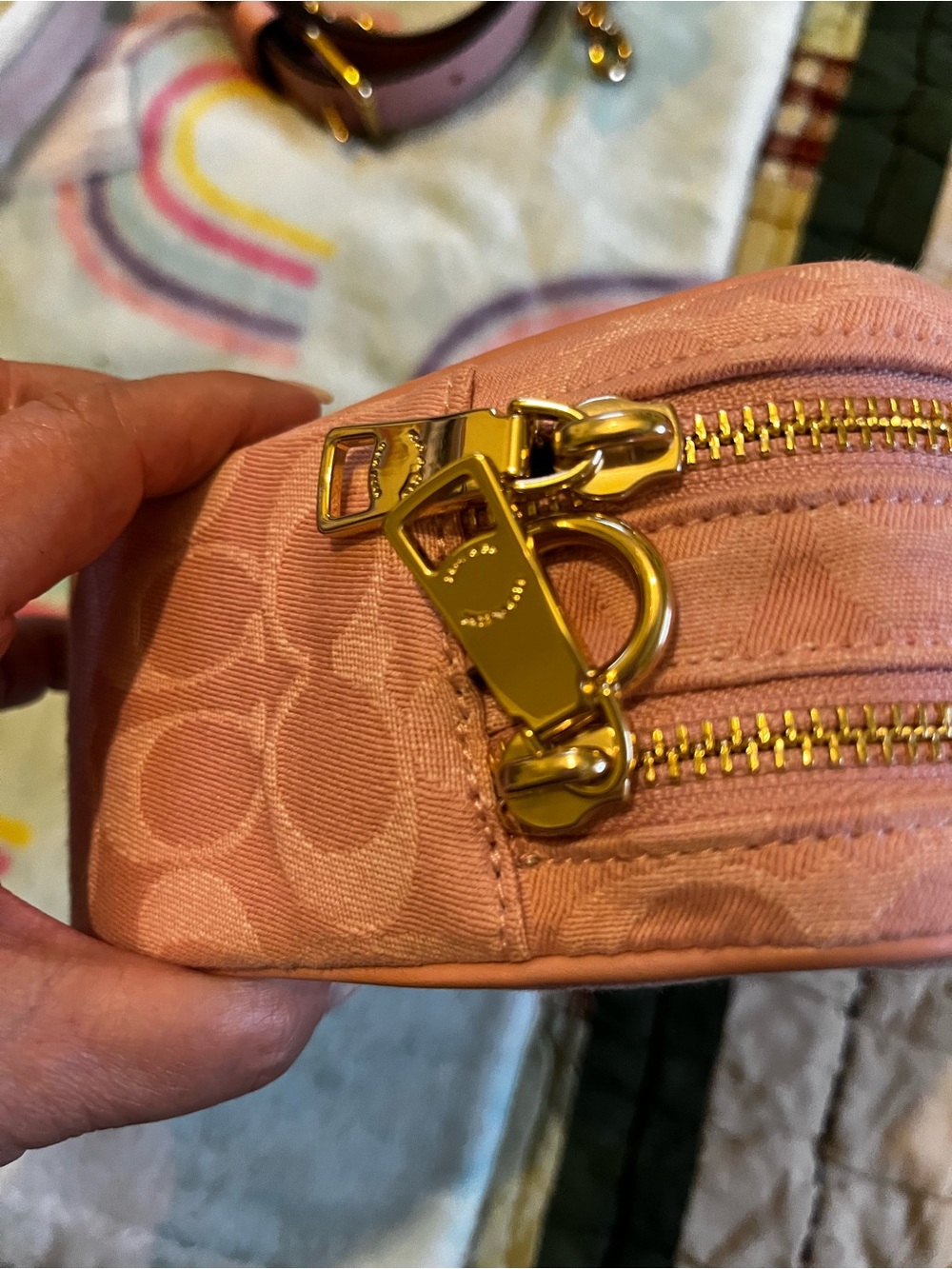 Coach Pink Signature Denim Carey Mini Bag And Wristlet - Picture 14 of 16